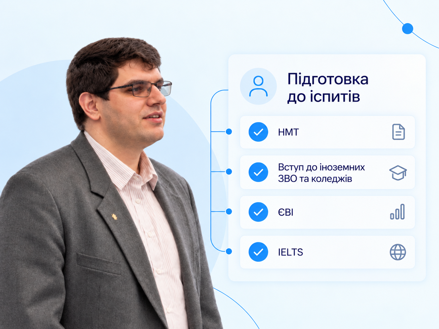 Підготовка до іспитів. НМТ. Вступ до іноземних ЗВО та коледжів. ЄВІ. IELTS.